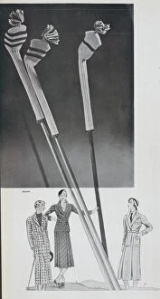 Sticks Collection: Knitted Golf club covers, suits for women. Captioned, For Golfers. With description