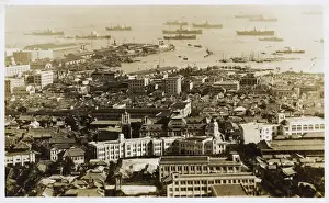 Kobe, Japan - Aerial View looking toward the port and sea