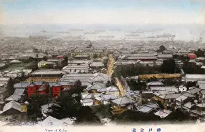 Kobe, Japan - Panoramic birds eye view over the city