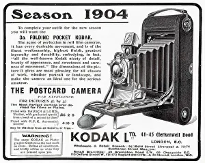 Cameras Prints: Kodak compact folding camera with roll film. Date: 1904