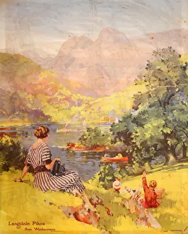 Windermere Prints: Kodak poster, Langdale Pikes from Windermere