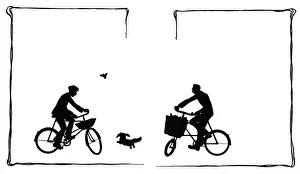 Sparrow Prints: Koko runs between two cyclists