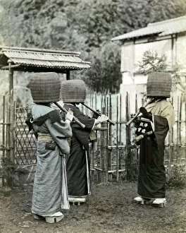 Monk Collection: Komuso Buddhist monks, Japan