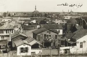 Konia Prints: Konya, Turkey - Panoramic view with Ottoman script