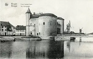 Kruispoort (Cross Gate) and windmills, Bruges, Belgium