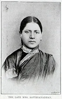 Krupabai Satthianadhan, author, studio portrait in sari