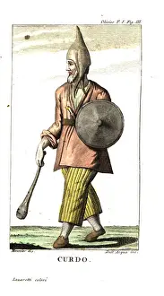 Travels Prints: Kurdish man with shield and club