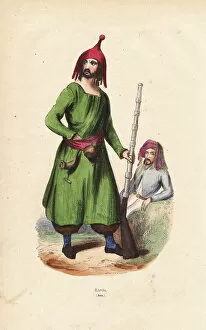 Kurdish man wearing a distinctive hat, tunic and pantaloons