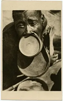 Ritual Prints: Kyabe, Chad, Africa - Sara Man with enormous lip plates