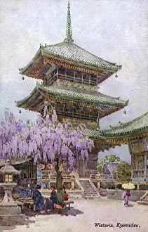 Independent Prints: Kyoto, Japan - Pagoda and Wisteria blossom at Kiyomizu-dera