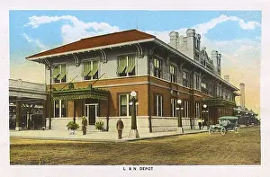 Florida Prints: L & N Railway Depot, Pensacola, Florida, USA