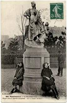 Montmartre Prints: La Montmartroise statue, Montmartre, Paris, France