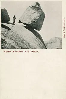 Hillside Prints: La Piedra Movediza balancing rock, Tandil, Argentina