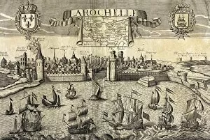 Rochelle Gallery: La Rochelle. Map of the city on the Atlantic. 16th century