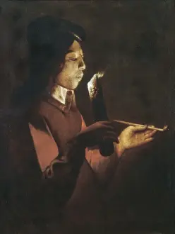 LA TOUR, Georges de (1593-1652). The Young Smoker