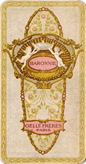 Cherub Prints: Label design for Baronnie perfume, Gelle Freres, Paris