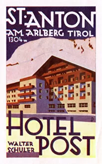Walter Collection: Label, Hotel Post, St Anton am Arlberg, Tyrol, Austria