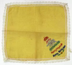 Images Dated 27th April 2012: Lace handkerchief with badge of the Royal Artillery