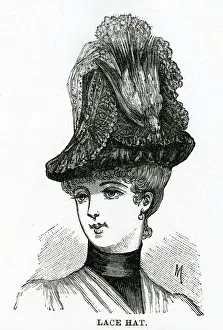 Lace hat with whole bird 1886