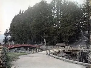 Nikko Prints: The lacquer or sacred bridge, near Nikko, Japan, circa 1880s