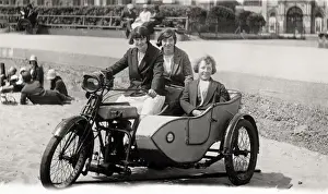 Multi Prints: Three ladies on a 1923 Rudge Multi motorcycle & sidecar