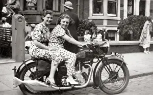 Registration Prints: Ladies on a 1938 Velocette Mov motorcycle