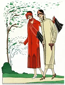 Pleats Prints: Two ladies in autumn outfits by Bernard and Premet