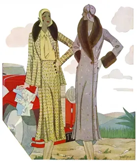 Alight Prints: Two ladies and a car 1930