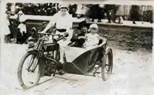 Blur Prints: Ladies and child on a 1920 Rudge Multi motorcycle & sidecar