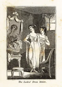 Workplace Prints: Ladies dress-maker with customer in a parlour
