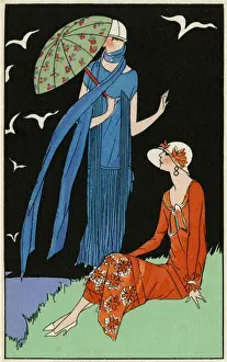 Two ladies in dresses by Beer and Bernard