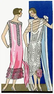 Sleeveless Prints: Two ladies in dresses by Doucet and Beer