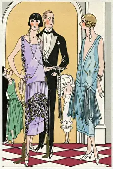 Two ladies in dresses by Martial et Armand and Doeuillet
