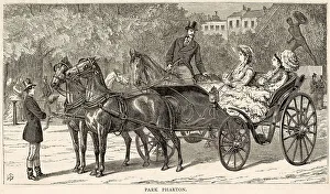 Phaeton Prints: Ladies drive in Hyde Park, London, in their appropriately named PARK PHAETON. Date: 1872