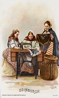 Sews Prints: Ladies from Edinburgh using a Singer Sewing Machine