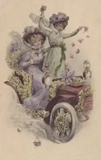 Blooms Prints: Two ladies in a flower car