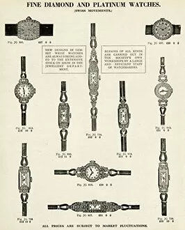 Images Dated 6th November 2015: Ladies gem-set wristlet watches 1937