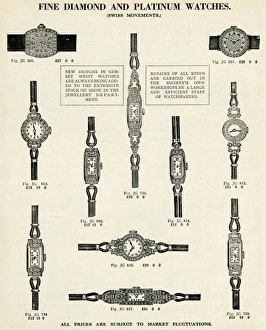Images Dated 6th November 2015: Ladies gem-set wristlet watches 1937