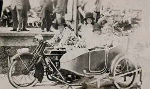 Nineteen Prints: Ladies & girls on a 1921 Lea Francis motorcycle & sidecar