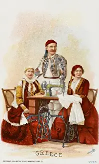 Jerkin Prints: Ladies from Greece using a Singer Sewing Machine