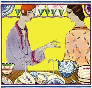 Pottery Collection: Ladies in a kitchen