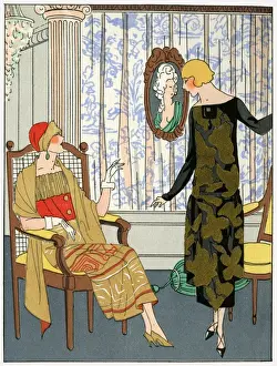 Two ladies in outfits by Doucet