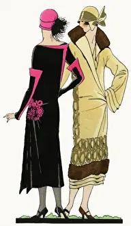 Crepe Prints: Two ladies in outfits by Paul Poiret and Beer