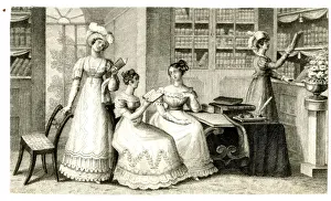Shelf Prints: Ladies reading books in a library