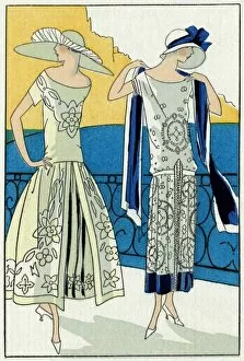 Two ladies in summer dresses by Jeanne Lanvin