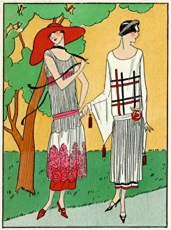 Images Dated 13th April 2012: Two ladies in summer outfits by Martial et Armand
