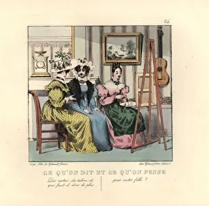 Parlor Prints: Two ladies talking in a parlor watching a