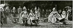 Images Dated 29th April 2019: Ladies wheelbarrow race at Bad Homburg, 1882