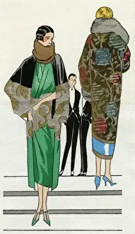 Two ladies in winter outfits by Bernard and Doeuillet