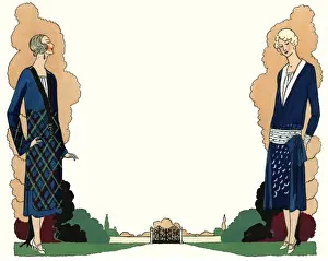 Chenille Prints: Two ladies in winter outfits by Premet and Worth